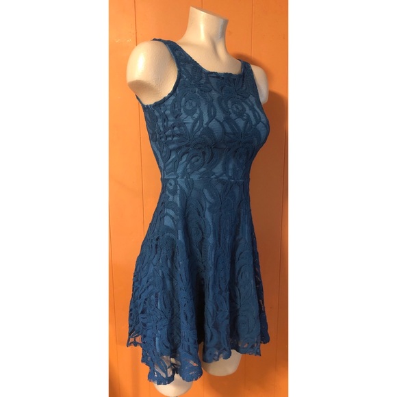 Altar’d State Lace Overlay Dress teal, size XS - Picture 3 of 8